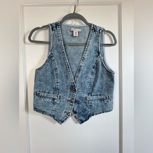 Denim Button-Up Vest, NWOT